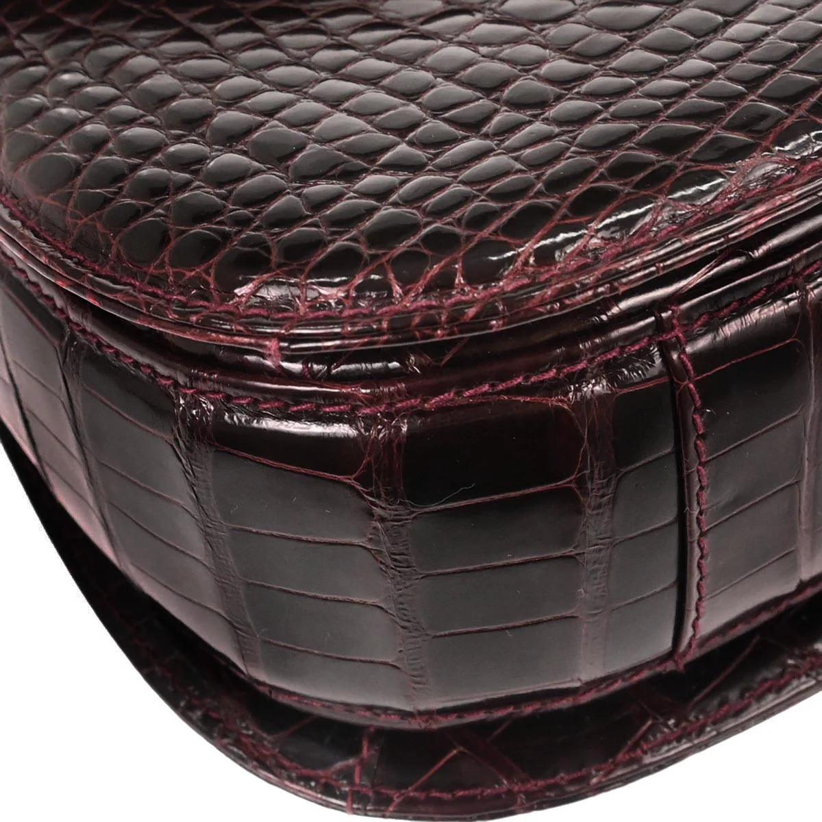 Gucci * Purple Crocodile Bamboo 2way Shoulder Handbag - Image 3
