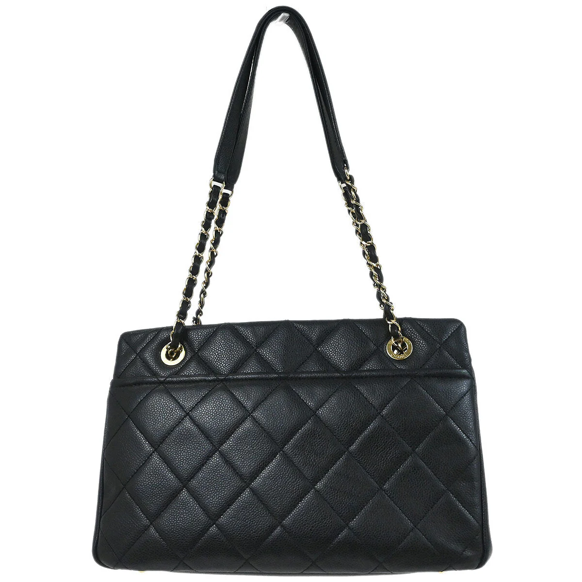 Chanel 2013-2014 Black Caviar Skin Timeless CC Chain Tote Bag - Image 2