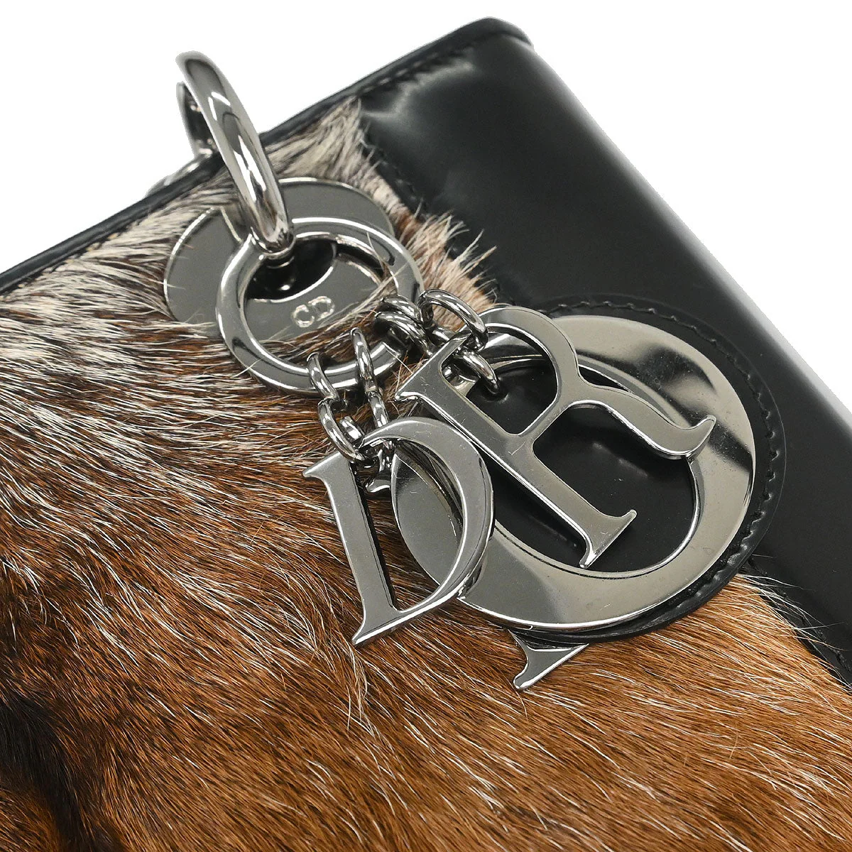 Christian Dior Black Brown Fur Lady Dior Handbag - Image 4
