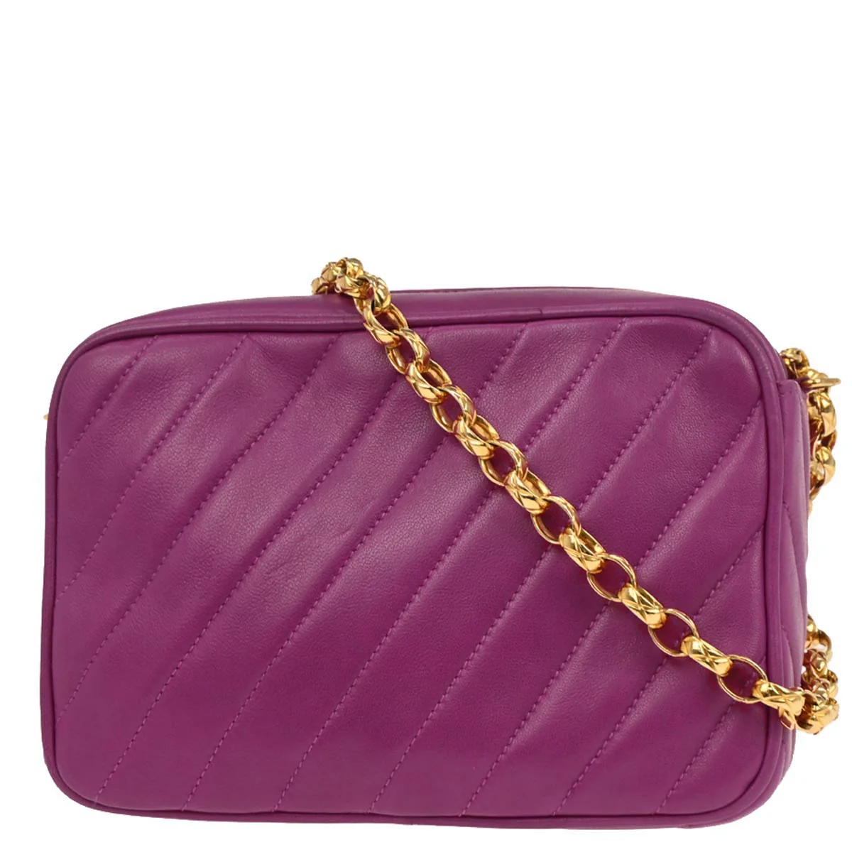 Chanel Purple Lambskin Camera Bag Mini - Image 2