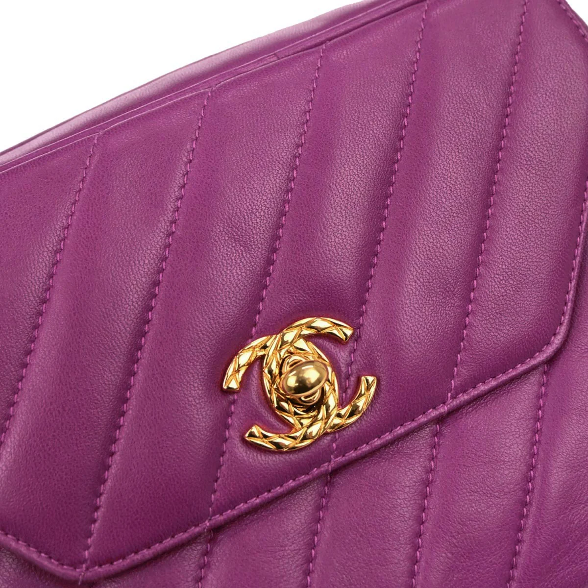 Chanel Purple Lambskin Camera Bag Mini - Image 7