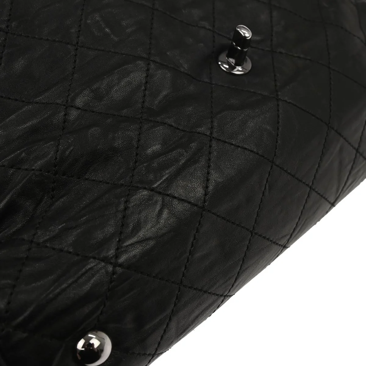 Chanel 2006-2008 Black Lambskin Ritz Flap Handbag - Image 9