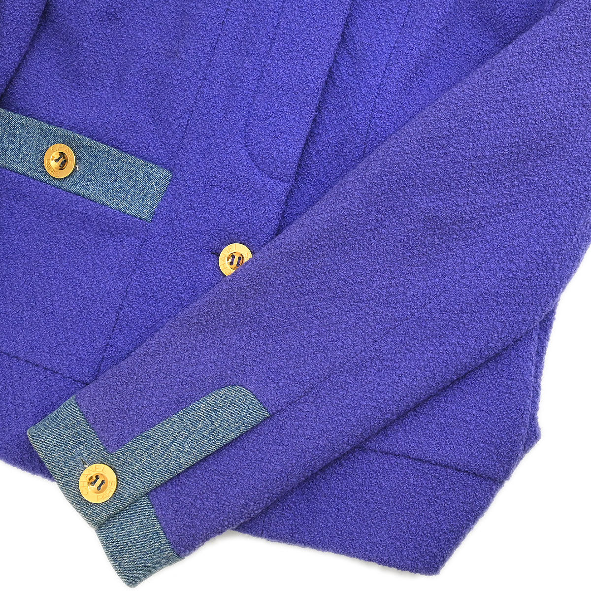Chanel 1991 Setup Suit Denim Jacket Skirt Purple Blue #42 - Image 4