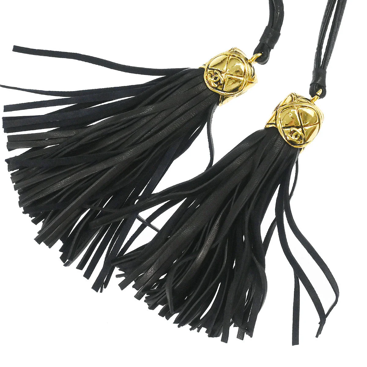 Chanel 1989-1991 Black Lambskin Bucket Tassel Drawstring Shoulder Bag - Image 4
