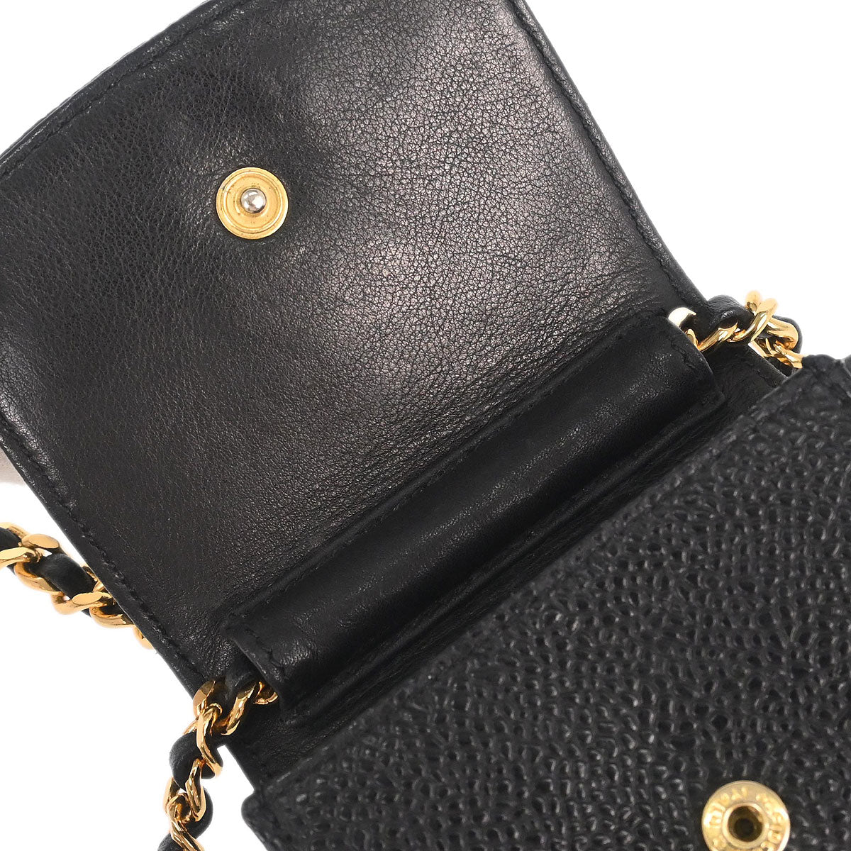 Chanel Black Caviar Skin Chain Shoulder Bag Pochette Phone Case - Image 7