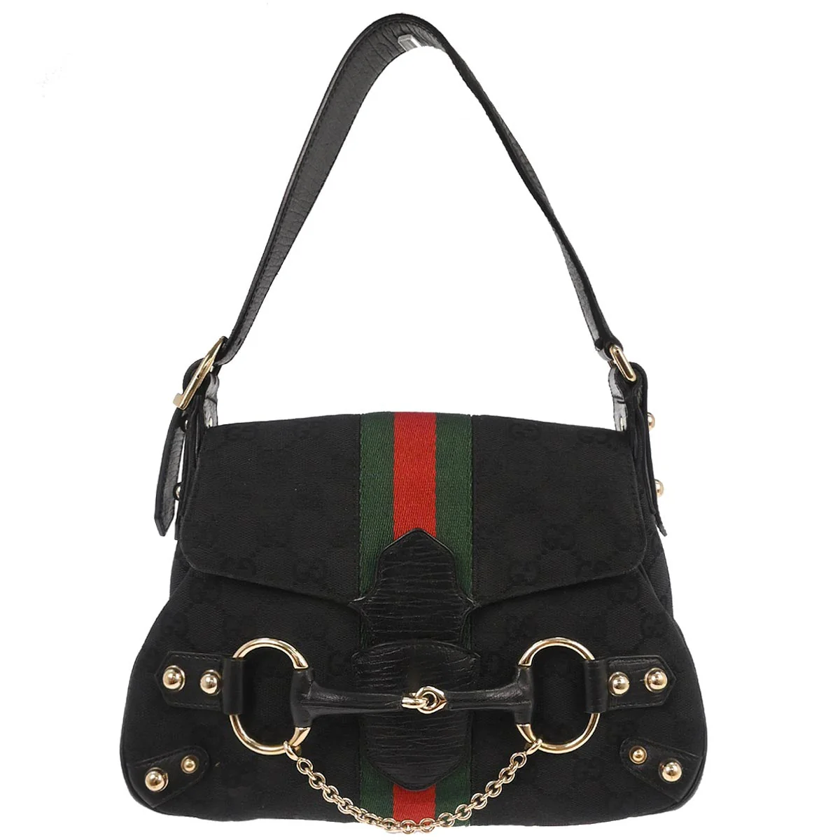 Gucci Black GG Horsebit Handbag