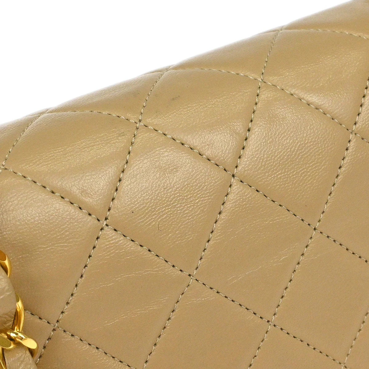 Chanel 1989-1991 Beige Lambskin Turnlock Mini Full Flap Shoulder Bag - Image 5