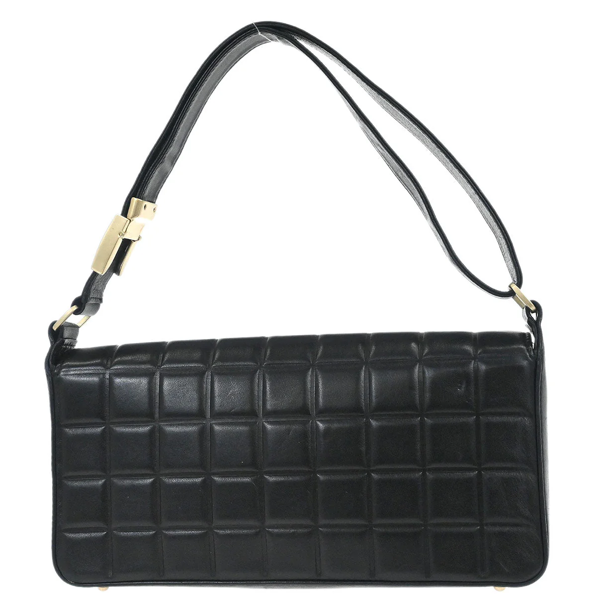 Chanel 2003-2004 Black Lambskin Choco Bar Shoulder Bag - Image 2
