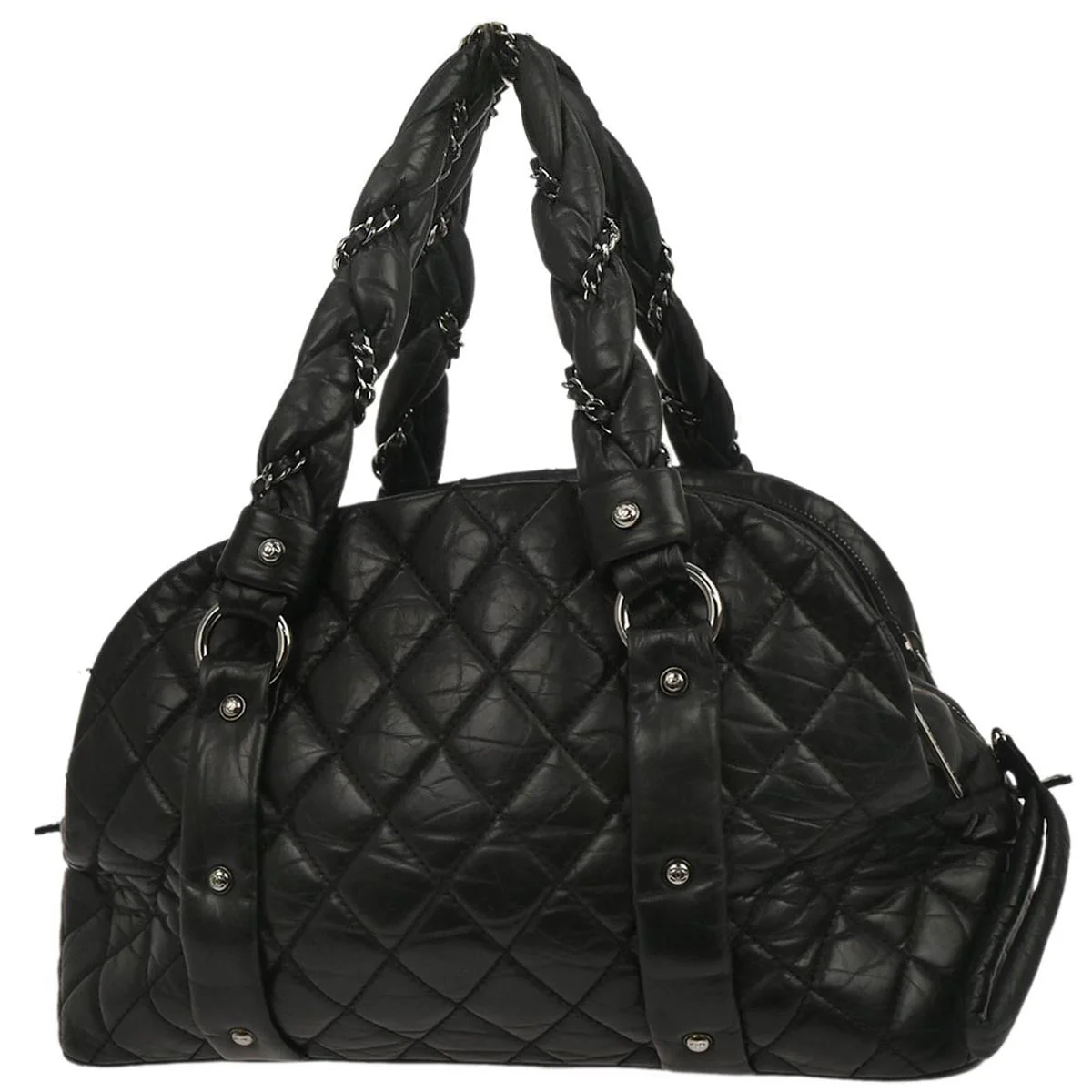 Chanel Black Lambskin Lady Braid Bowler Bag Handbag - Image 2