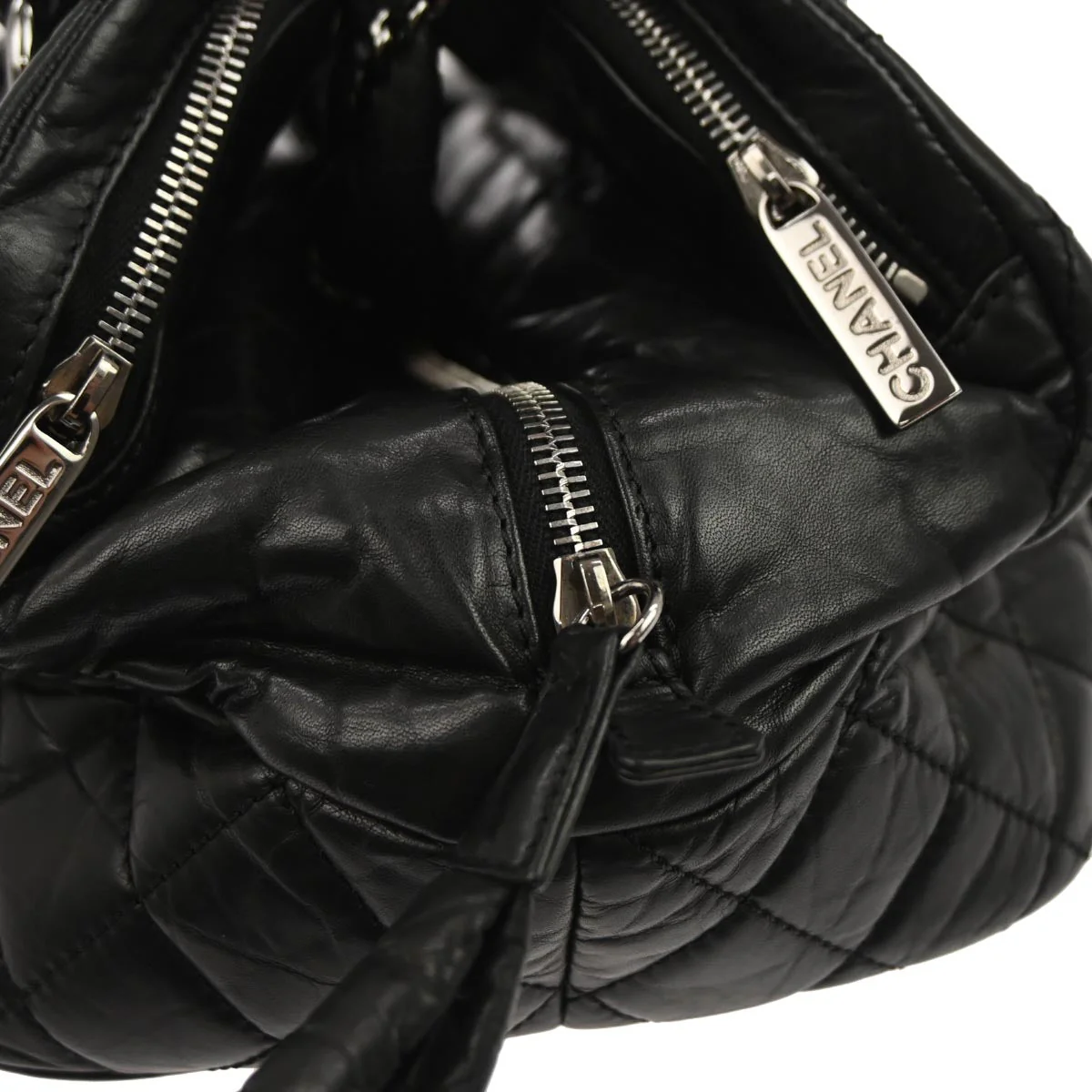 Chanel Black Lambskin Lady Braid Bowler Bag Handbag - Image 8