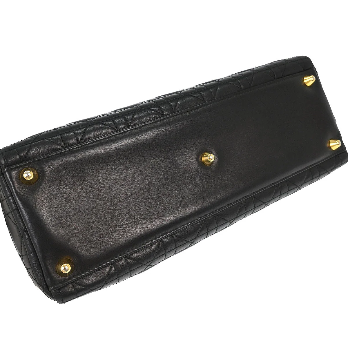 Christian Dior Black Lambskin Large Lady Dior Cannage 2way Shoulder Handbag - Image 3