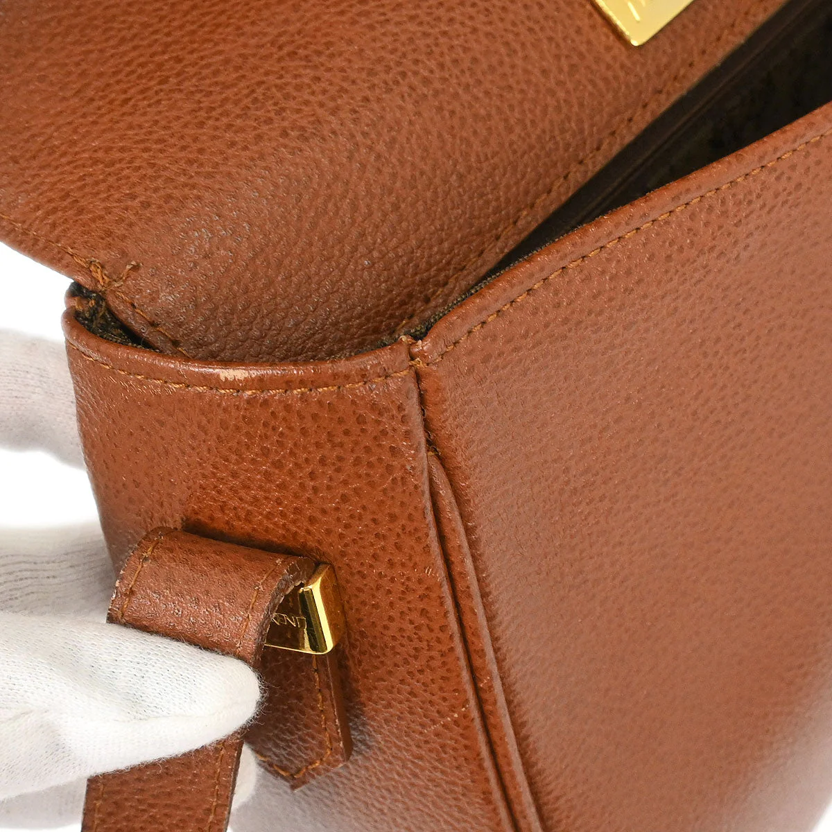 Yves Saint Laurent Brown Leather Shoulder Bag - Image 7