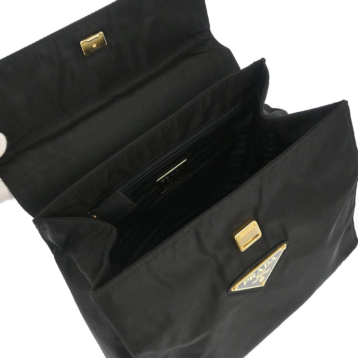 Prada Black Nylon Handbag - Image 6