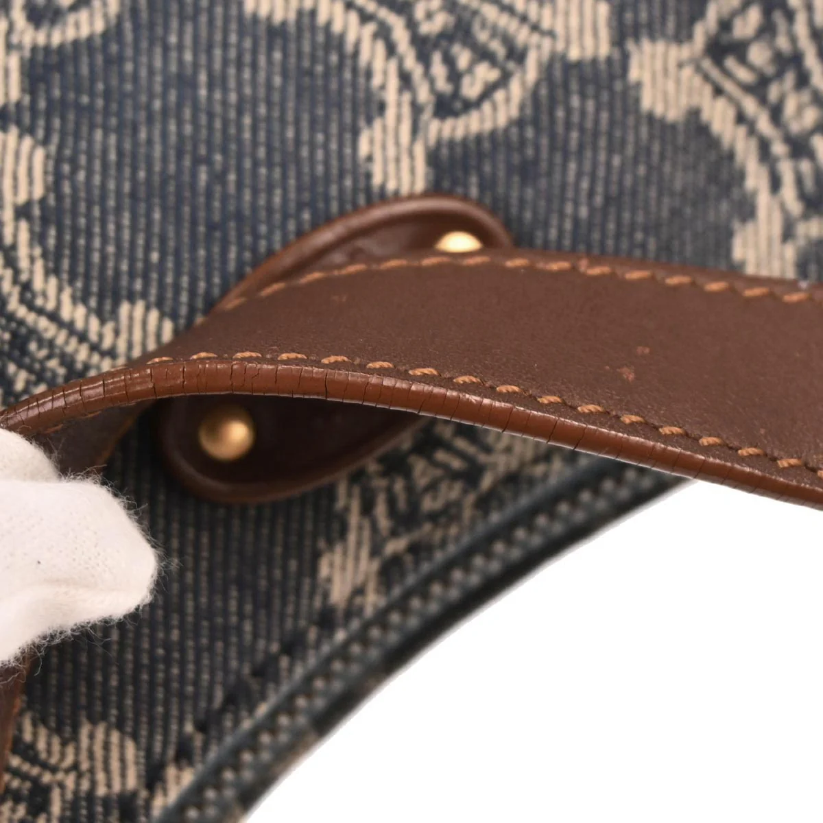 Celine Blue Denim Macadam Handbag - Image 4