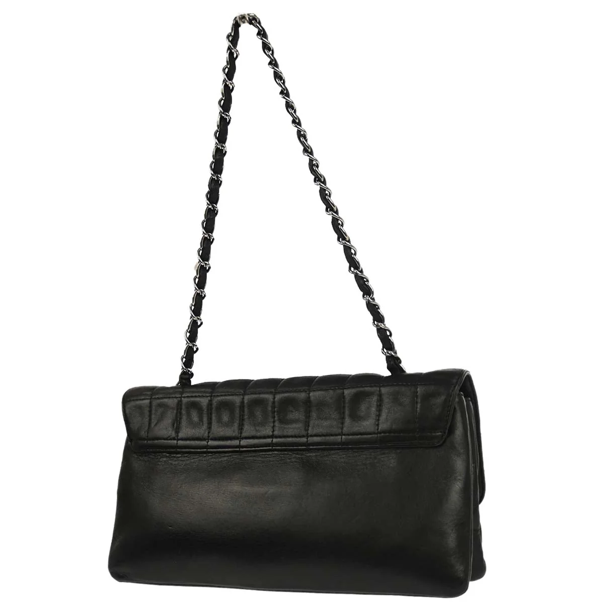 Chanel 2005-2006 Black Lambskin Choco Bar Mademoiselle Lock Handbag - Image 2