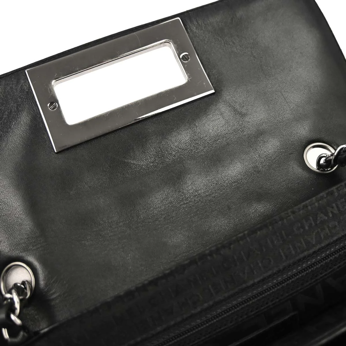 Chanel 2005-2006 Black Lambskin Choco Bar Mademoiselle Lock Handbag - Image 7