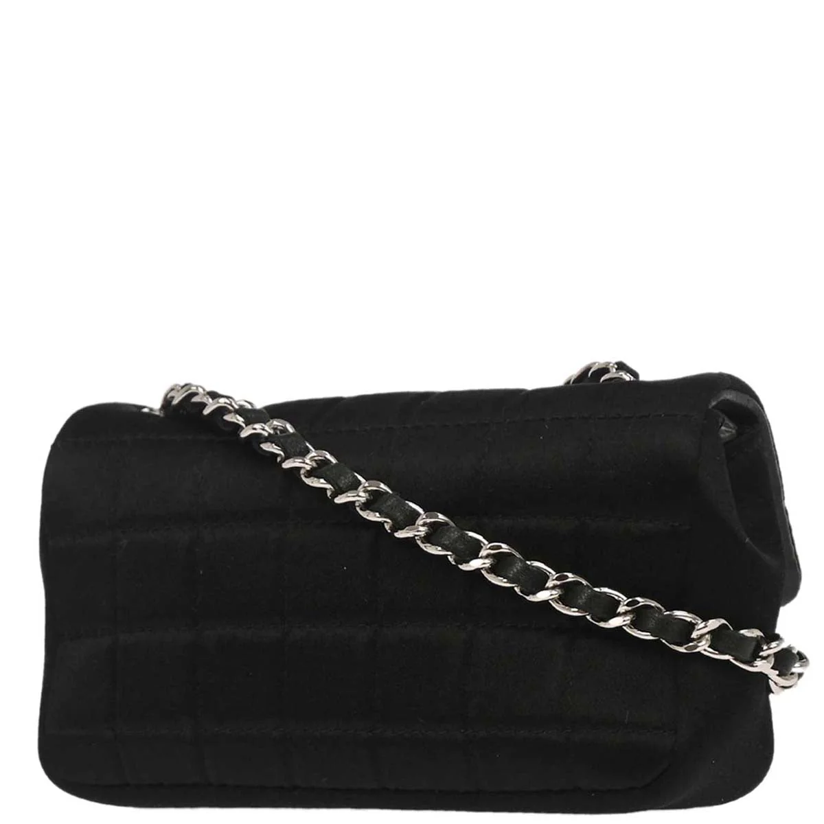 Chanel Black Satin Micro Classic Flap Shoulder Bag Pochette - Image 2