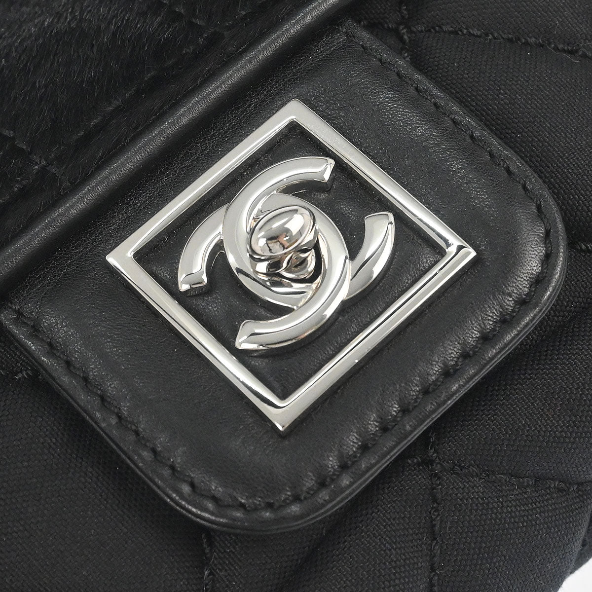 Chanel 2005-2006 Black Pony Hair Canvas Sport Line Flap Chain Shoulder Bag - Image 4