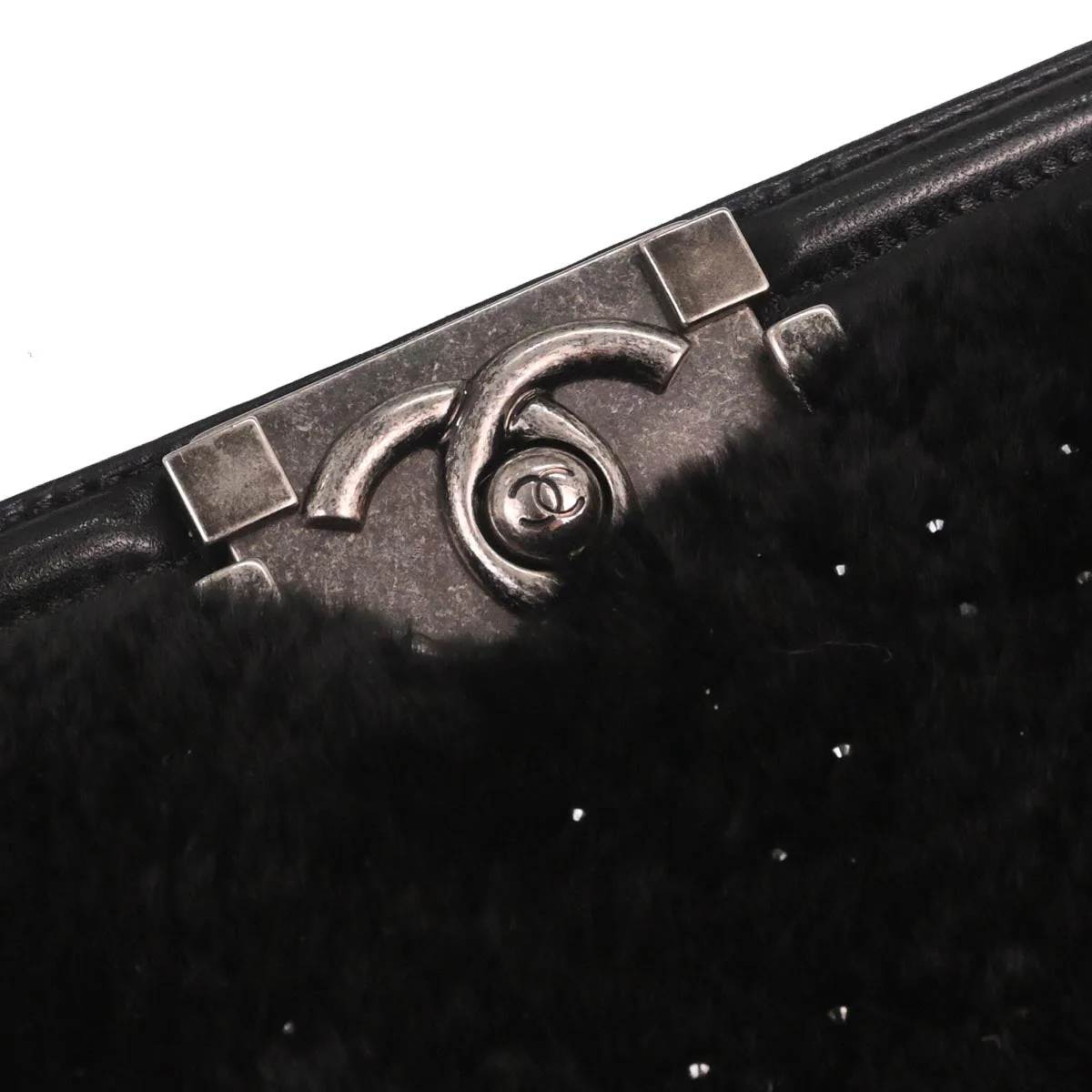 Boy Chanel Black Lambskin Fur Small Chain Shoulder Bag - Image 4