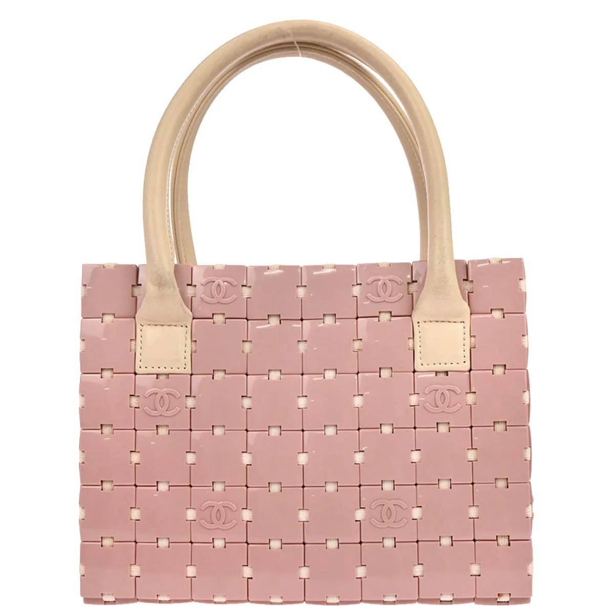 Chanel 2000-2002 Pink Acrylic Puzzle Block Tote Handbag