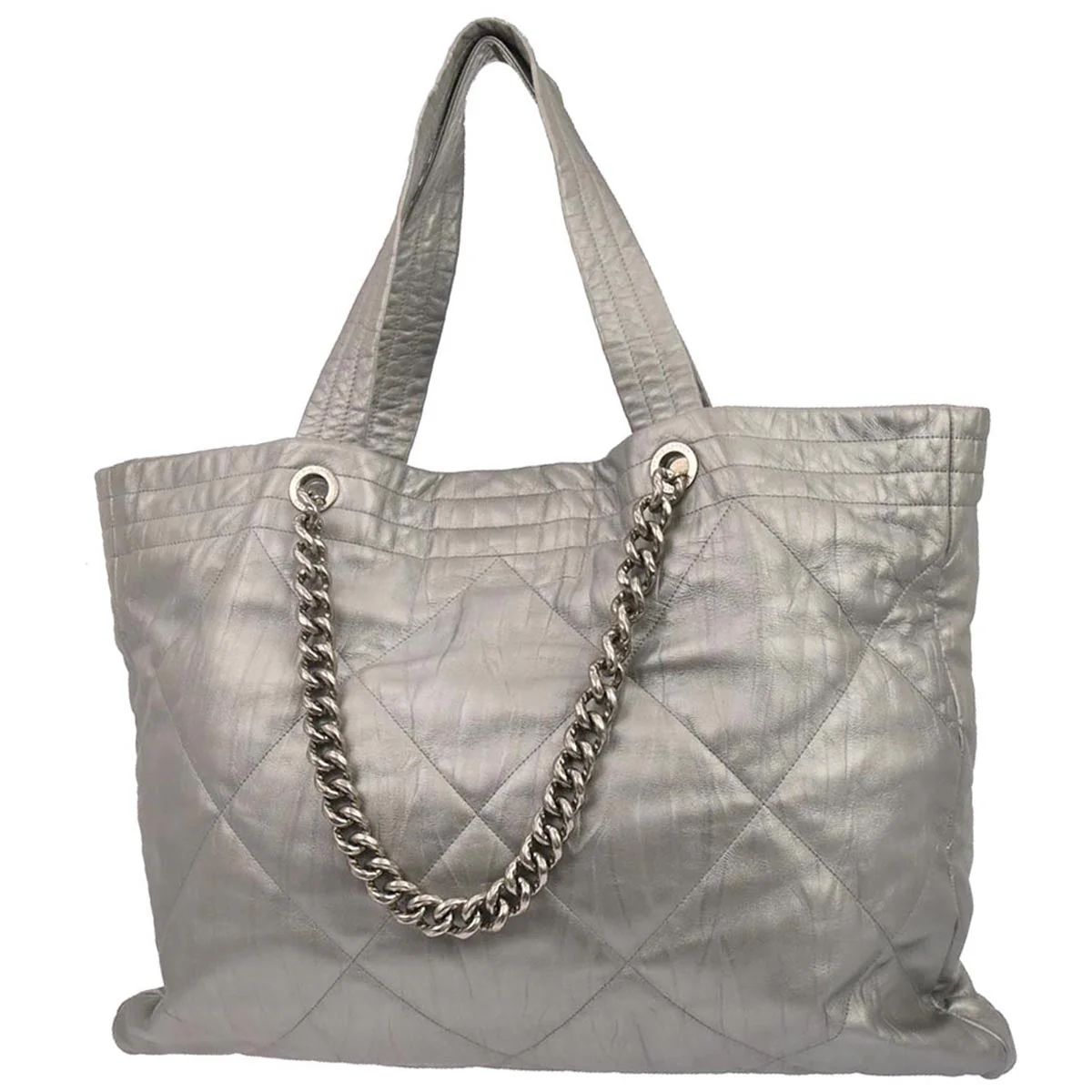 Chanel 2017-2018 Silver Calfskin Ground Control Tote Bag - Image 2