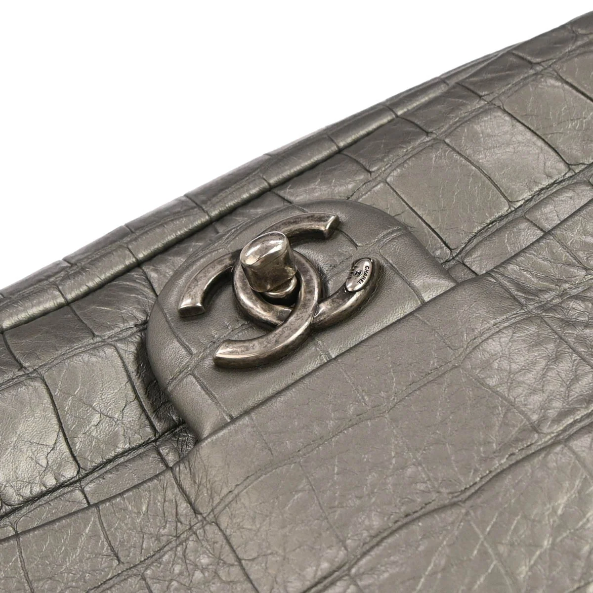Chanel 2019 Silver Embossed Leather Backpack - Image 4