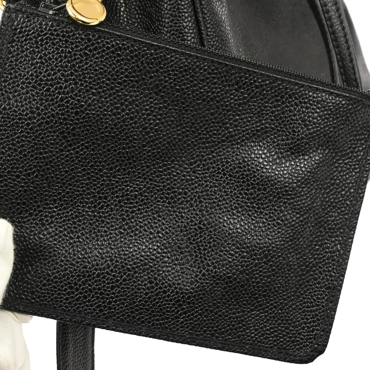 Chanel Black Caviar Skin Triple CC Bucket Shoulder Bag - Image 10