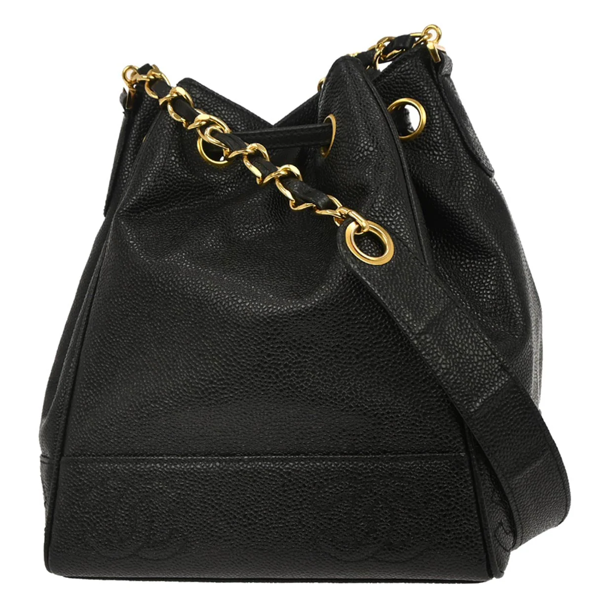 Chanel Black Caviar Skin Triple CC Bucket Shoulder Bag - Image 2