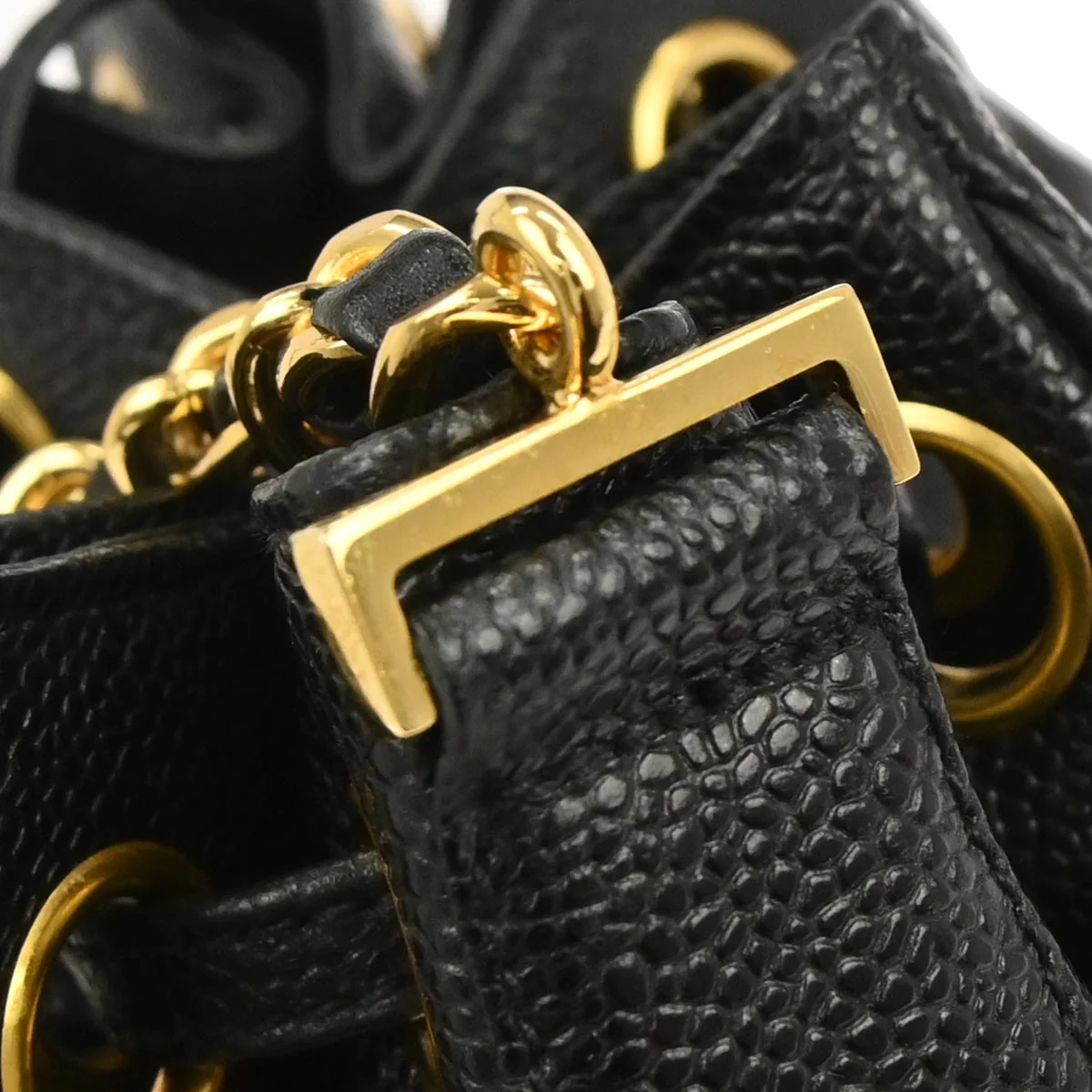 Chanel Black Caviar Skin Triple CC Bucket Shoulder Bag - Image 6