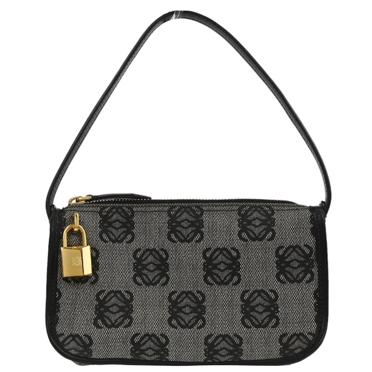 Loewe Gray Canvas Anagram Accessory Pouch Handbag