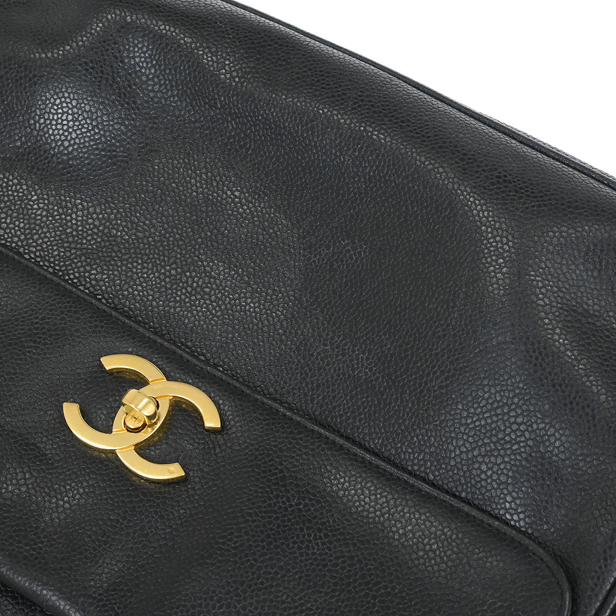 Chanel 1994-1996 Black Caviar Skin Chain Shoulder Tote Bag - Image 10