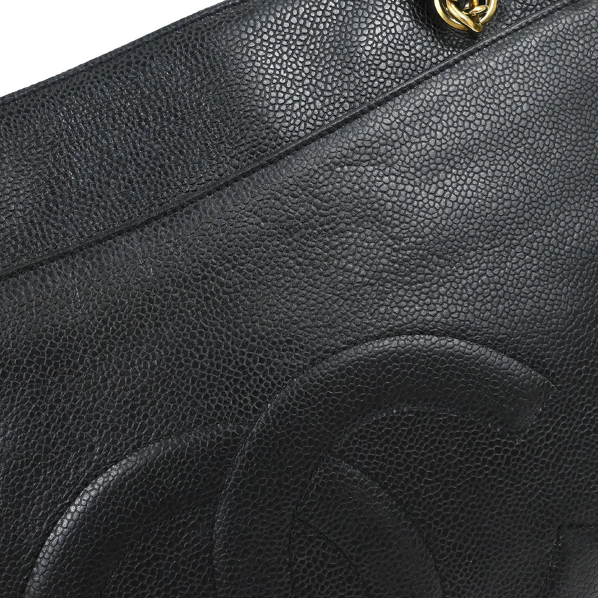 Chanel 1994-1996 Black Caviar Skin Chain Shoulder Tote Bag - Image 5