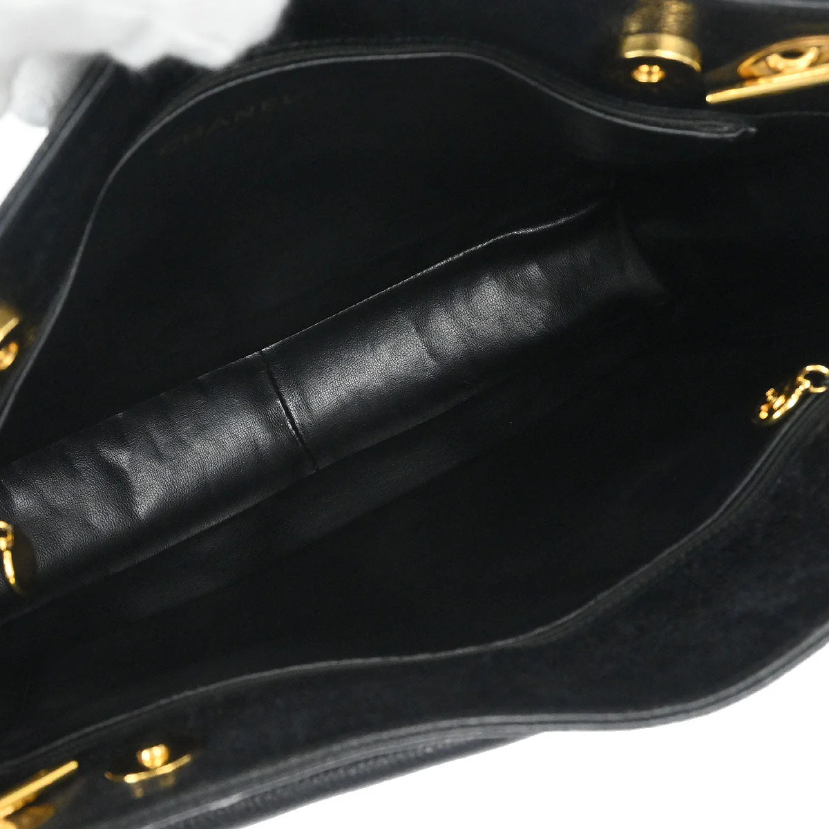 Chanel 1994-1996 Black Caviar Skin Chain Shoulder Tote Bag - Image 7