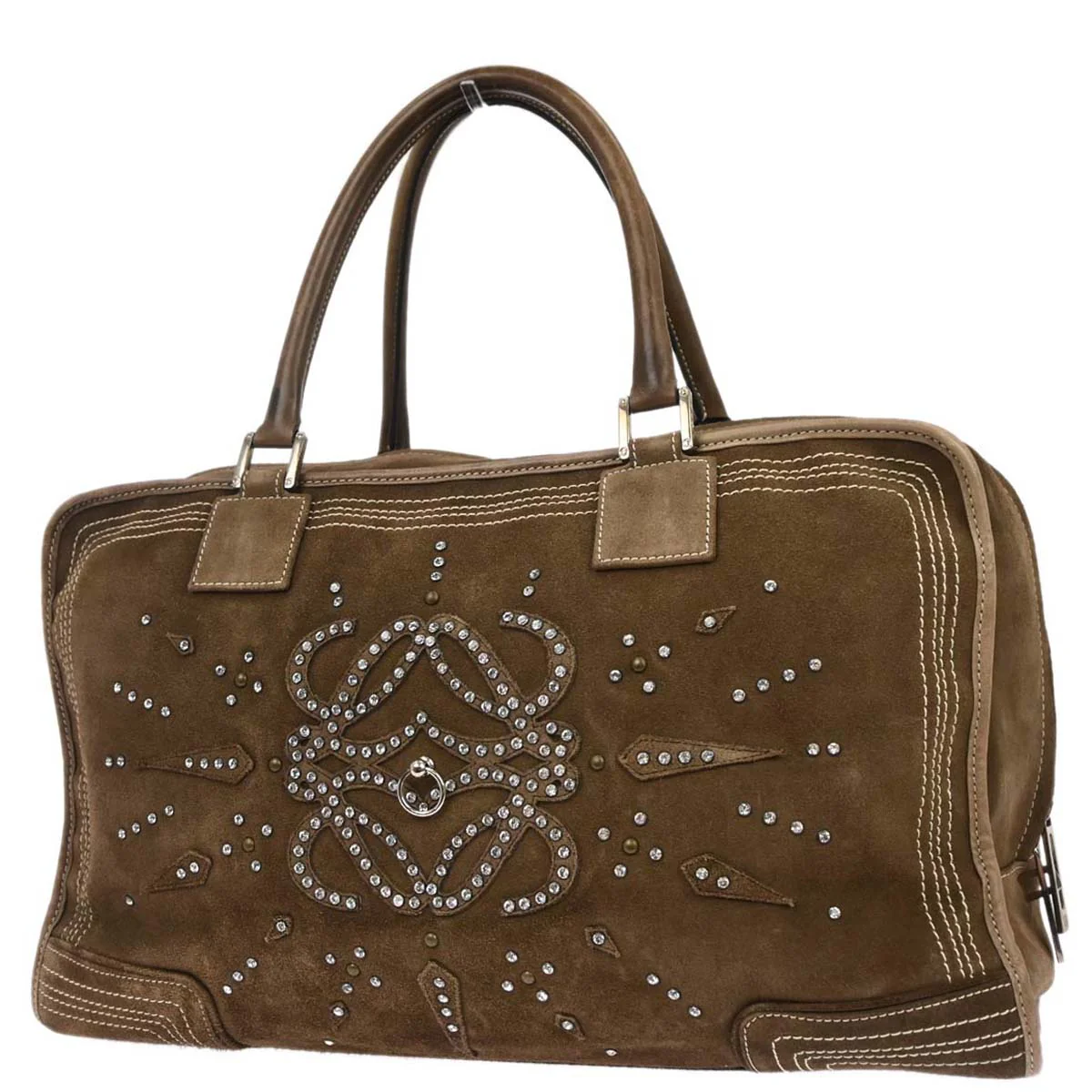 Loewe Brown Suede Amazona 44 Handbag - Image 2