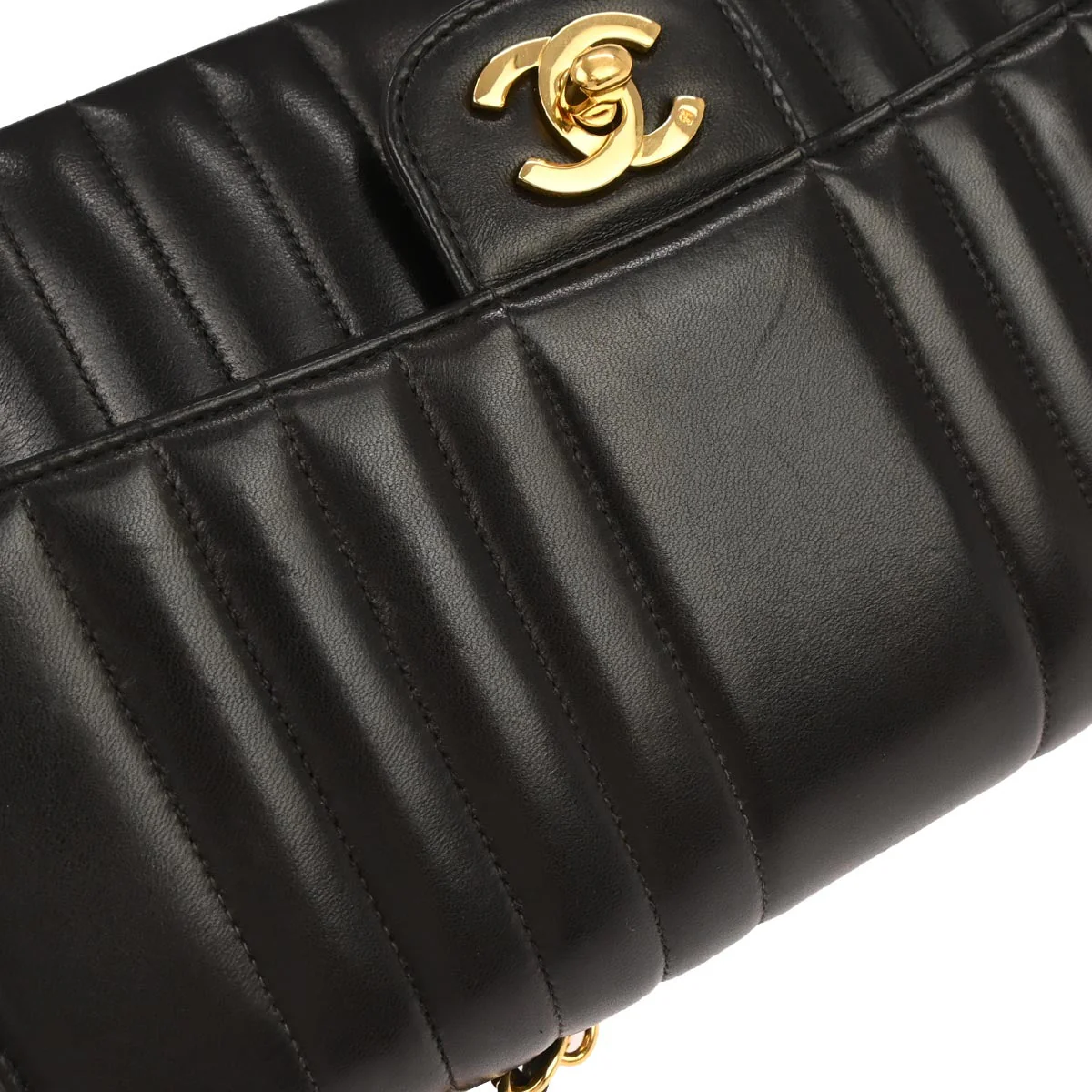Chanel 1991-1994 Black Lambskin Mademoiselle Single Flap Shoulder Bag - Image 5