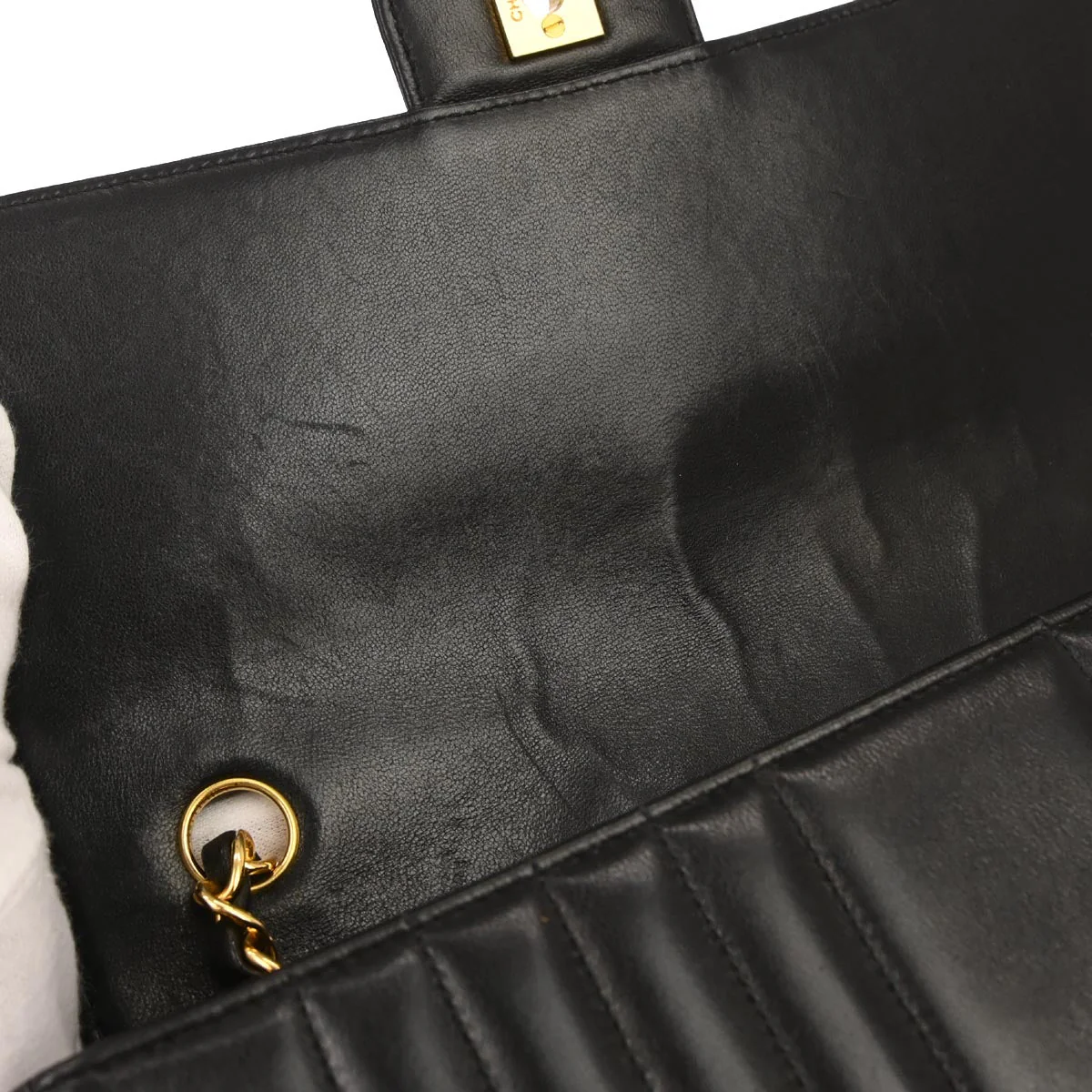Chanel 1991-1994 Black Lambskin Mademoiselle Single Flap Shoulder Bag - Image 7