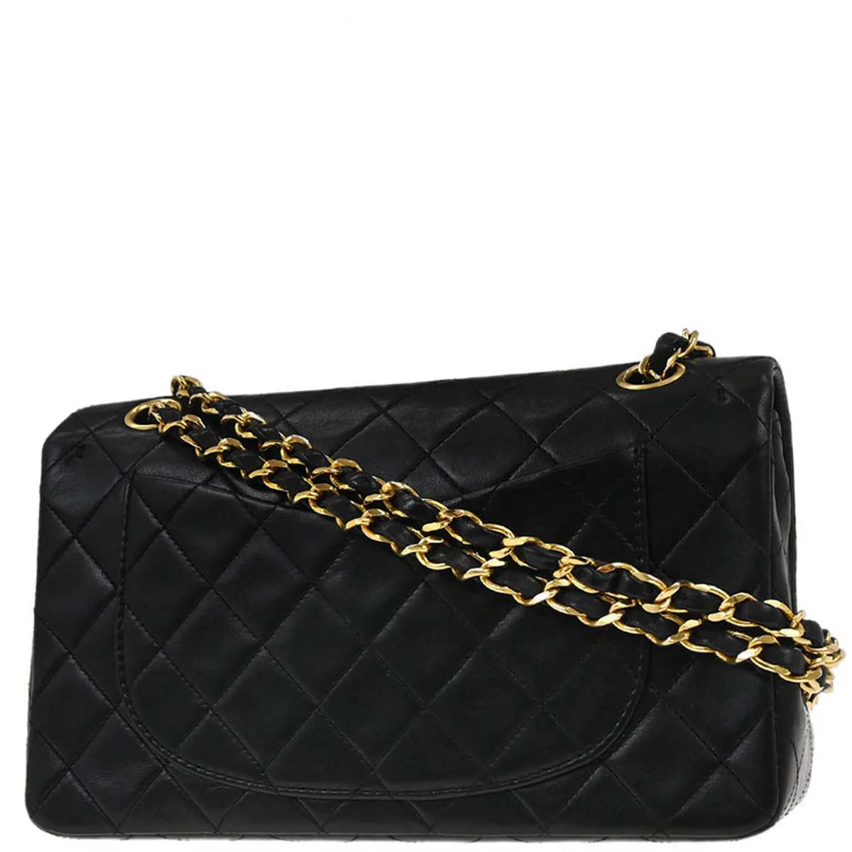 Chanel 1989-1991 Black Lambskin Small Classic Double Flap Shoulder Bag - Image 2