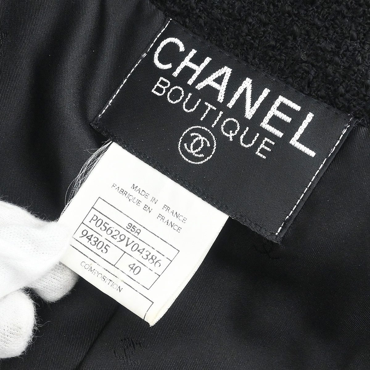 Chanel 1995 Single Breasted Collarless Jacket Black #40 - Image 9