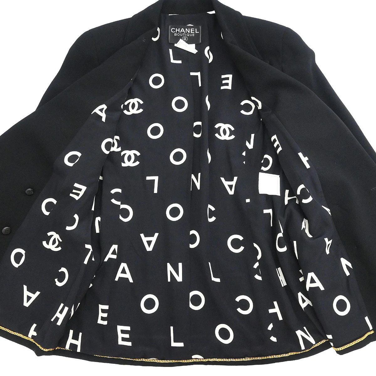 Chanel 1997 Double Breasted Jacket Black #38 - Image 7
