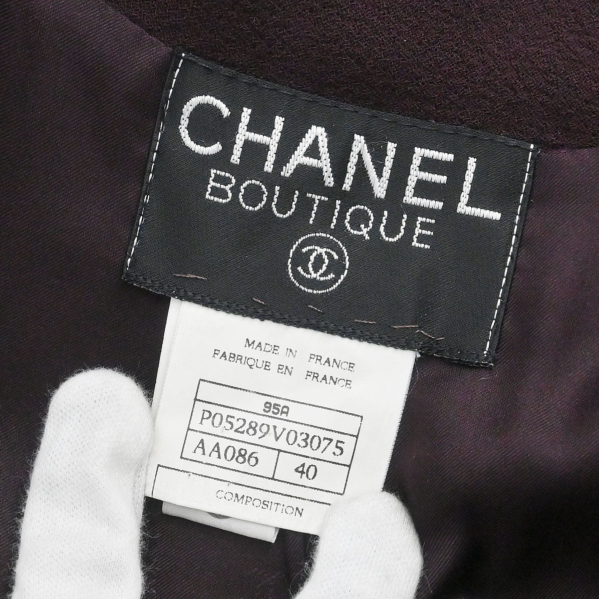 Chanel 1995 Single Breasted Jacket Bordeaux #40 - Image 9