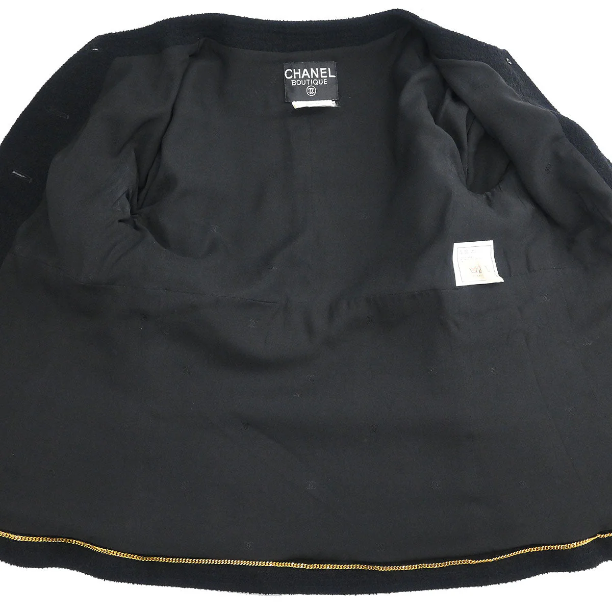 Chanel 1995 Single Breasted Collarless Jacket Black #36 - Image 7