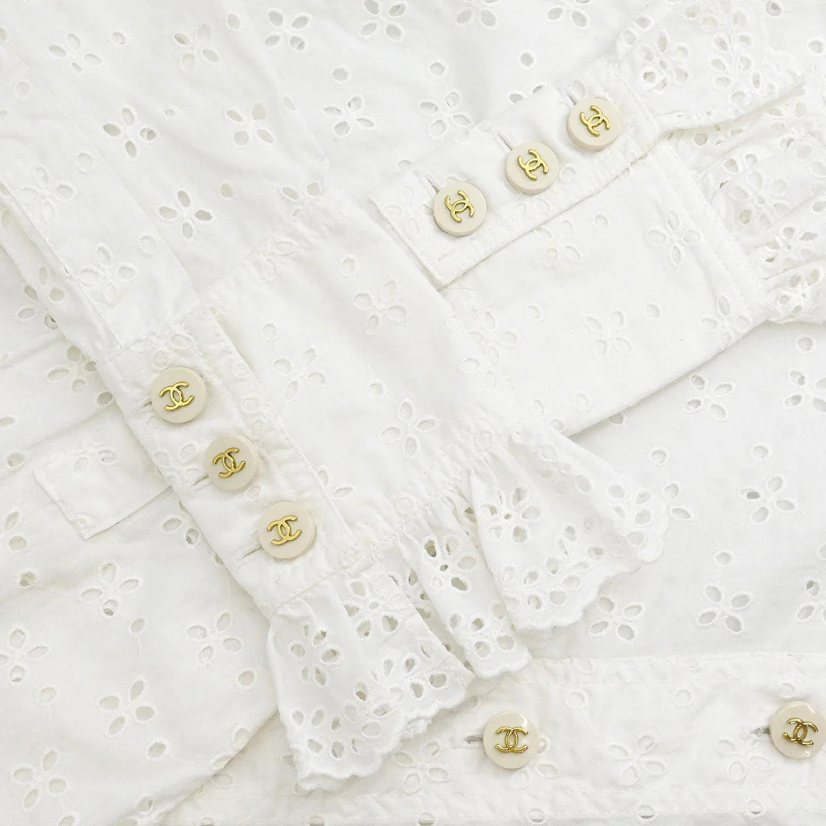 Chanel Top Blouse White #34 - Image 6