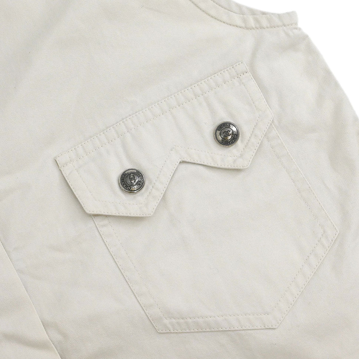 Chanel Single Breasted Jacket Vest Beige - Image 5