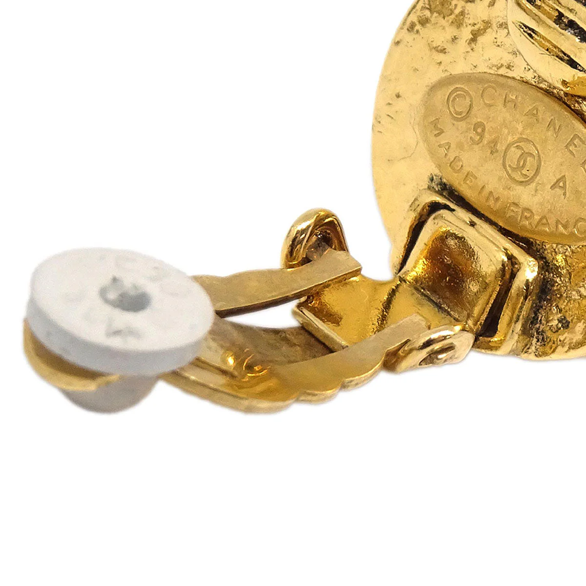 Chanel Button Clip-On Earrings Gold 94A - Image 4
