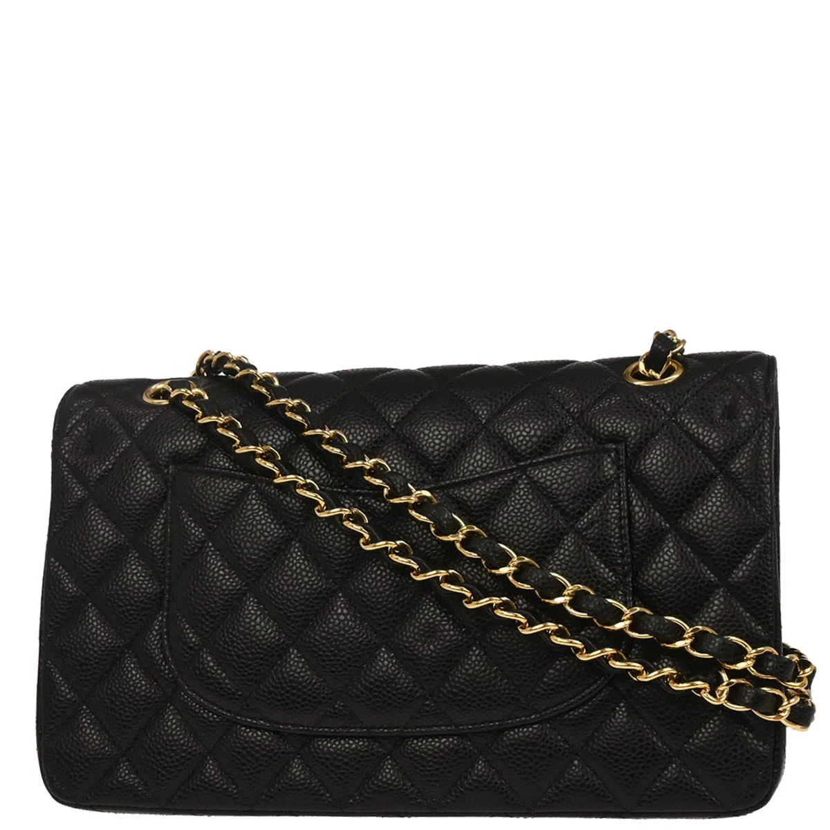 Chanel 2017 Black Caviar Skin Medium Classic Double Flap Shoulder Bag - Image 2