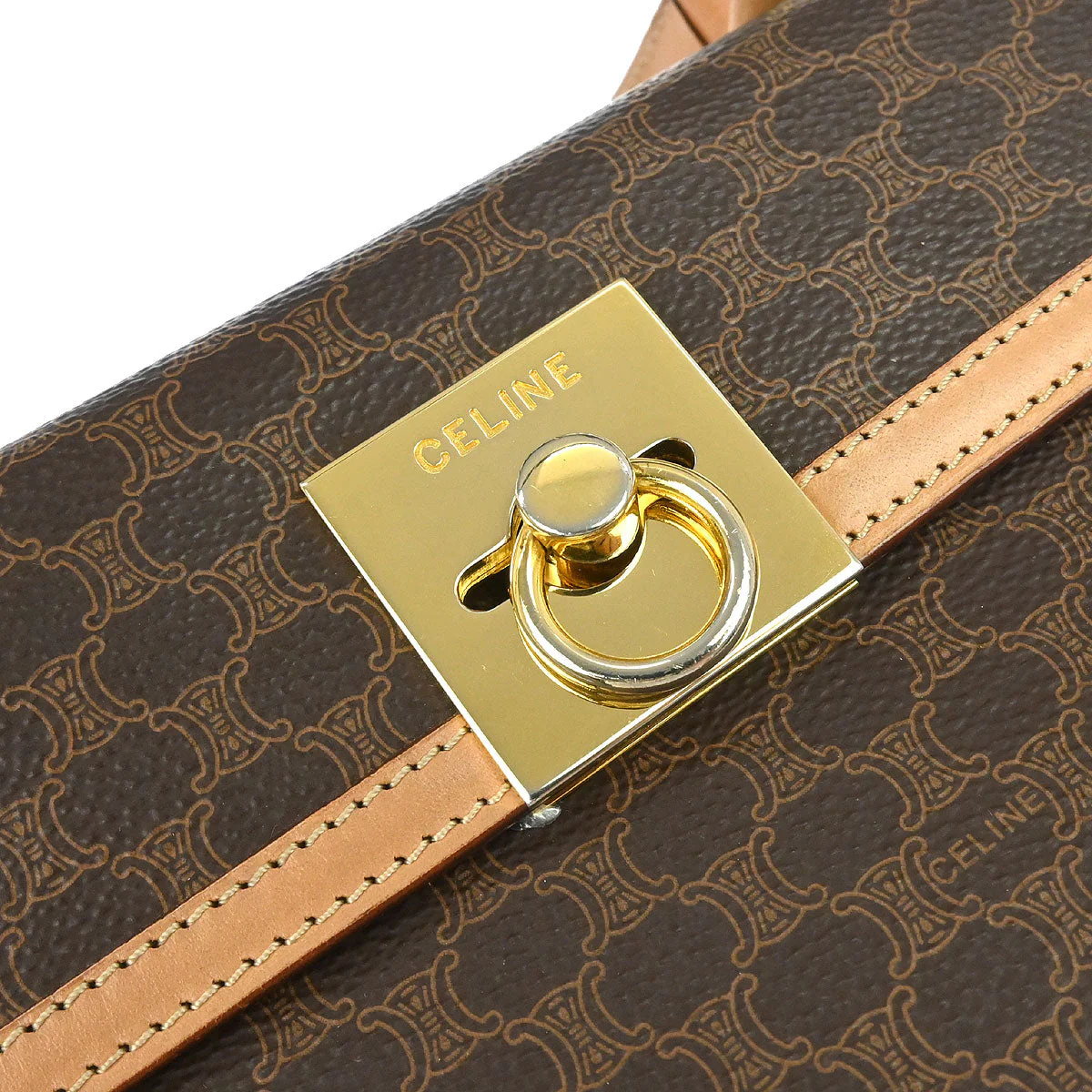 Celine Brown Macadam Shoulder Handbag - Image 5