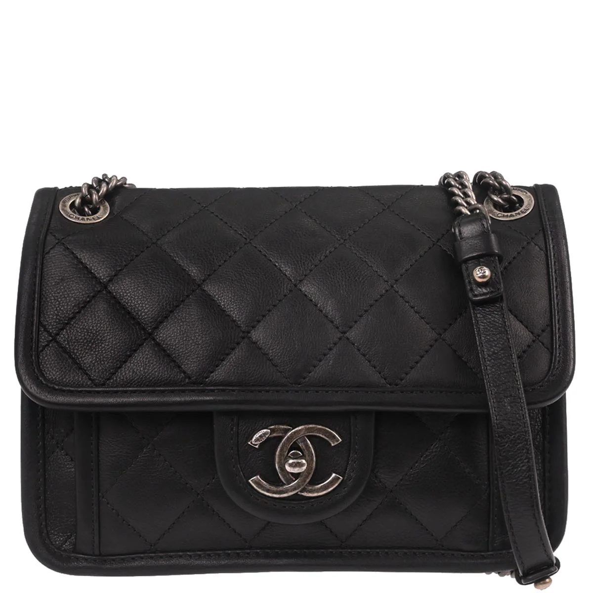 Chanel 2014-2015 Black Calfskin French Riviera Shoulder Bag