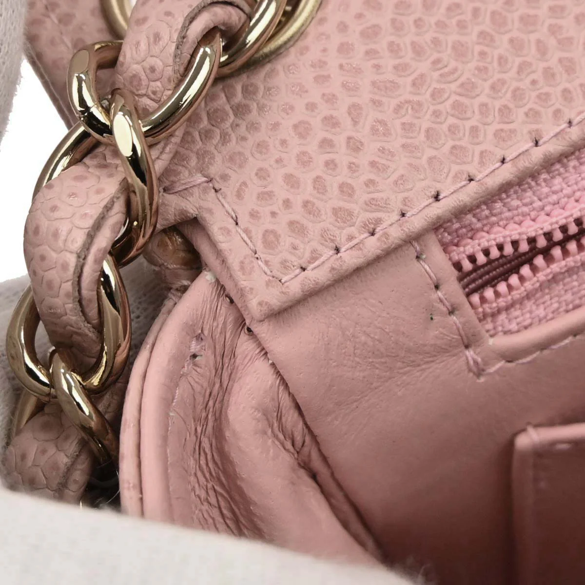 Chanel Pink Caviar Skin Mini Classic Square Flap Bag 17 - Image 7