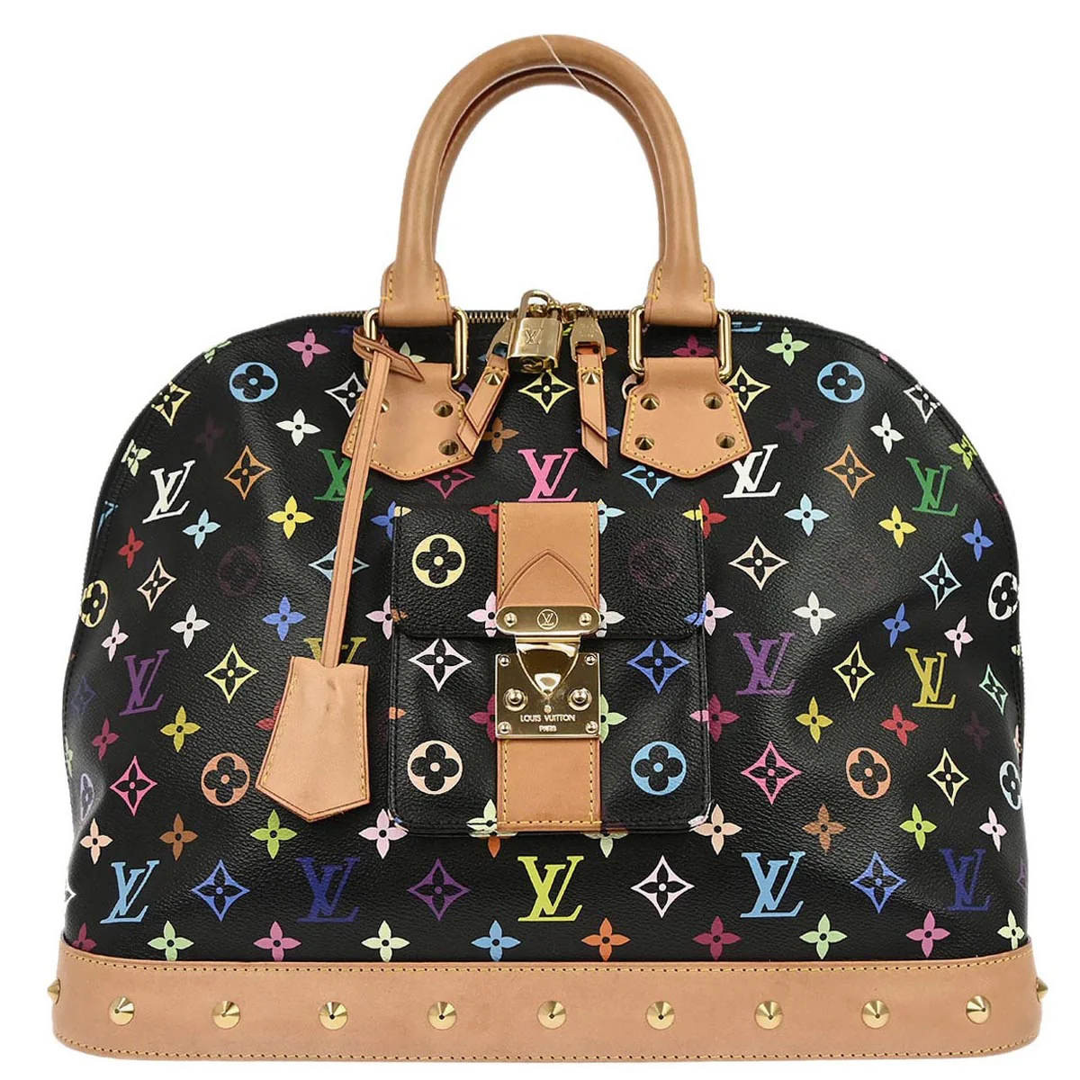 Louis Vuitton 2011 Black Monogram Multicolor Alma GM Handbag M40442
