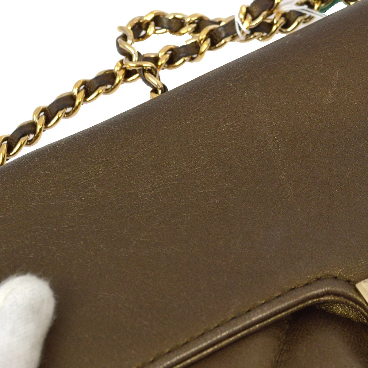 Chanel 2004-2005 Bronze Lambskin Mademoiselle Lock Shoulder Bag - Image 7